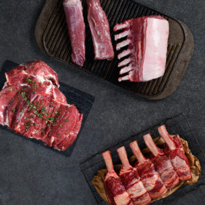 cabernet foods meat pack, pork rack, Lamb roast, beef rib roast, pork fillet